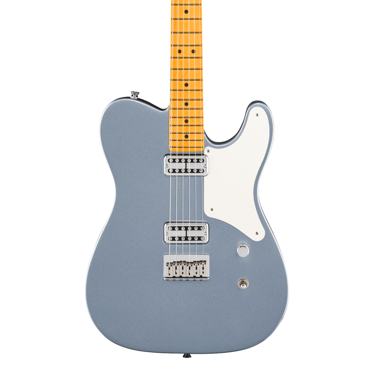 Front of Fender 75th Anniversary American Professional Classic Cabronita Telecaster Maple Ice Blue Metallic.