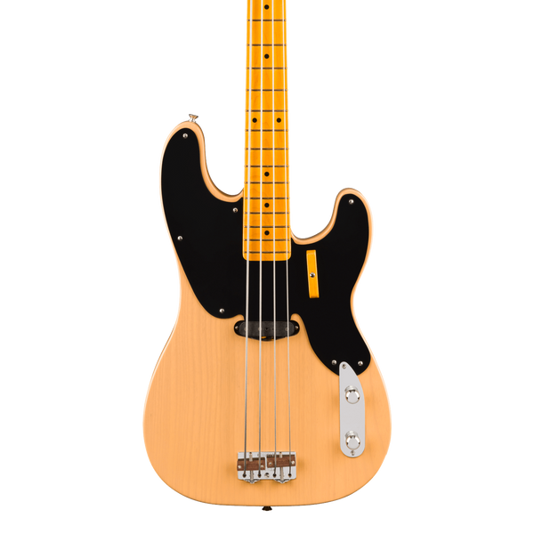 Front of Fender 75th Anniversary American Vintage II 1951 Precision Bass Maple Butterscotch Blonde.