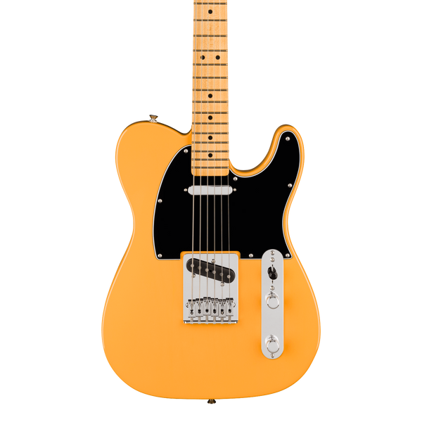 Front of Fender 75th Anniversary Player II Baritone Telecaster Maple Butterscotch Blonde.