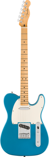 Full frontal of Fender 75th Anniversary Player II Baritone Telecaster Maple Lake Placid Blue.