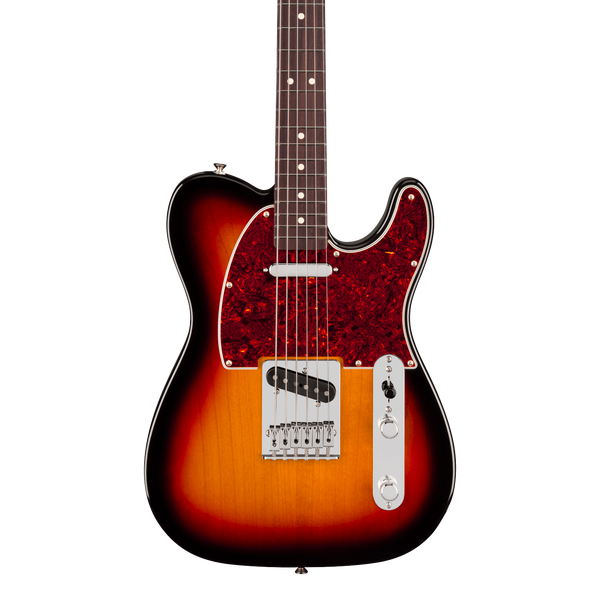 Front of Fender 75th Anniversary Player II Baritone Telecaster Rosewood 3-Color Sunburst.