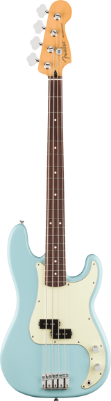 Full frontal of Fender 75th Anniversary Player II Precision Bass Rosewood Daphne Blue.