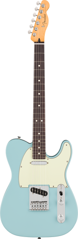 Full frontal of Fender 75th Anniversary Player II Telecaster Rosewood Daphne Blue.