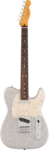 Full frontal of Fender 75th Anniversary Player II Telecaster Rosewood Diamond Dust Sparkle.