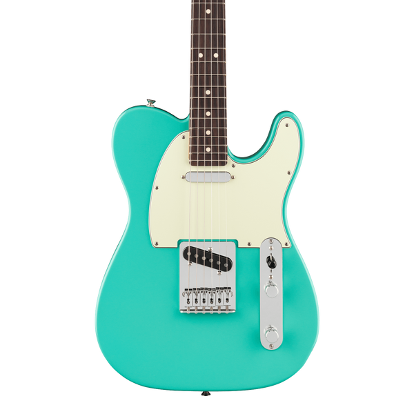 Front of Fender 75th Anniversary Player II Telecaster Rosewood Seafoam Green.