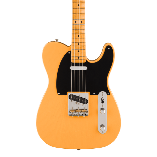 Front of Fender 75th Anniversary Vintera Road Worn 1951 Telecaster Maple Butterscotch Blonde.