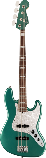 Full frontal of Fender Adam Clayton Jazz Bass Rosewood Fingerboard Sherwood Green Metallic.