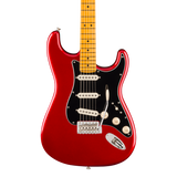 Front of Fender American Pro Classic Silent Stratocaster Maple Candy Apple Red.