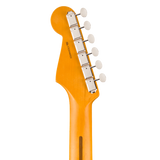 Back of headstock of Fender American Pro Classic Silent Stratocaster Maple Candy Apple Red.