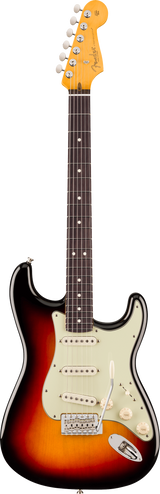 Full frontal of Fender American Pro Classic Silent Stratocaster Rosewood 3-Color Sunburst.