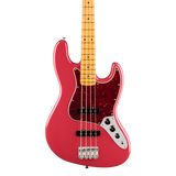 Front of Fender American Professional Classic Jazz Bass Maple  Faded Dakota Red.
