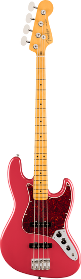 Full frontal of Fender American Professional Classic Jazz Bass Maple  Faded Dakota Red.