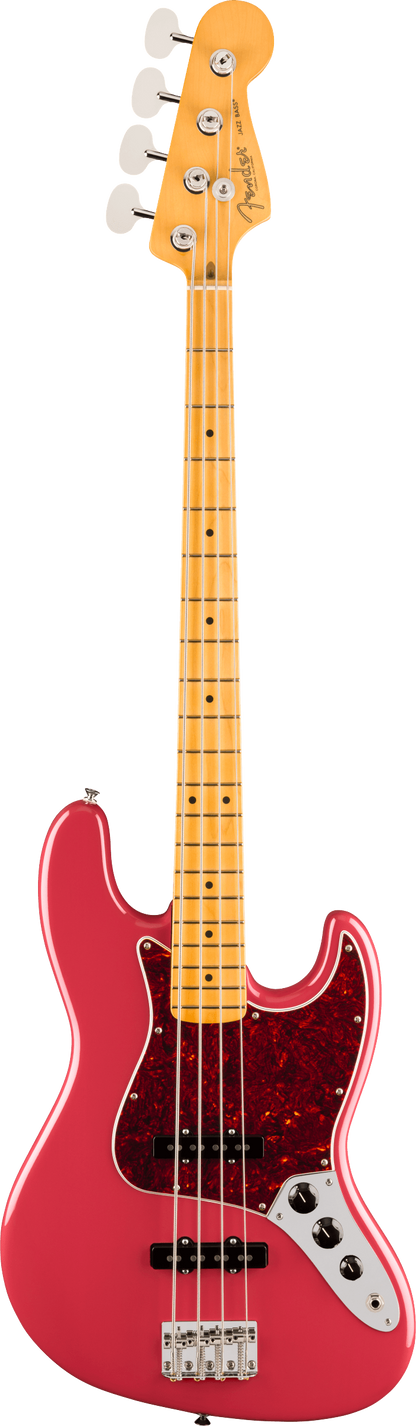 Full frontal of Fender American Professional Classic Jazz Bass Maple  Faded Dakota Red.