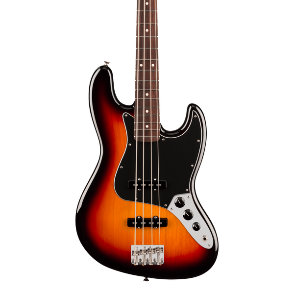 Front of Fender American Professional Classic Jazz Bass Rosewood 3-Color Sunburst.