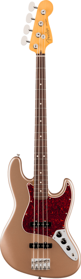 Full frontal of Fender American Professional Classic Jazz Bass Rosewood  Faded Firemist Gold.
