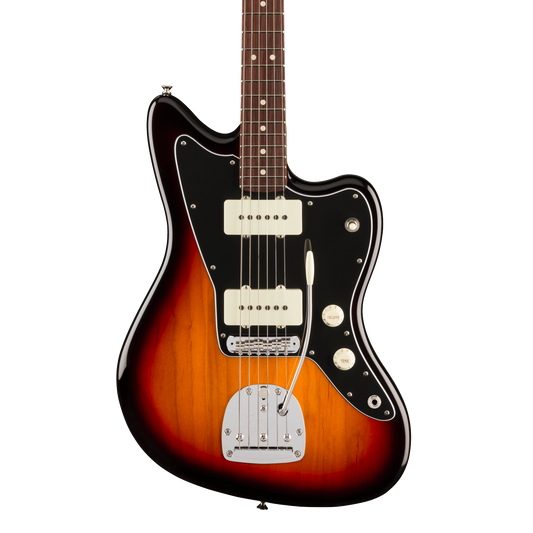 Front of Fender American Professional Classic Jazzmaster Rosewood  3-Color Sunburst.