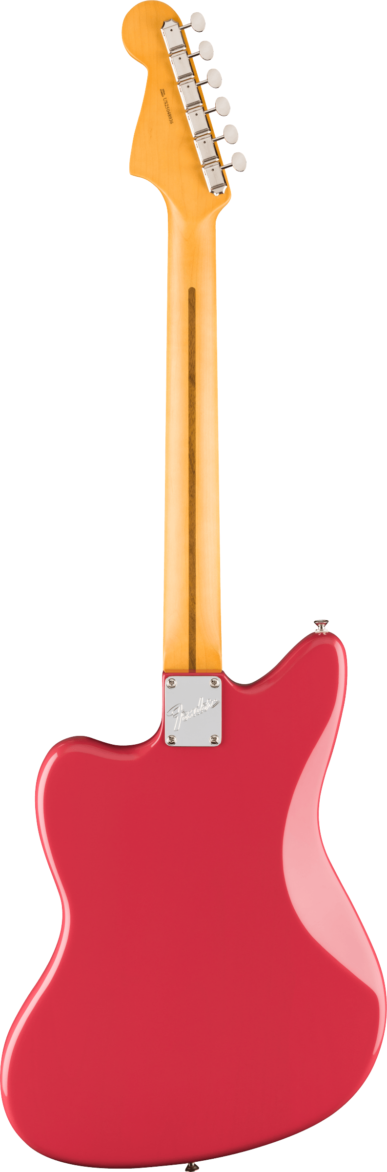Back of Fender American Professional Classic Jazzmaster Rosewood Faded Dakota Red.
