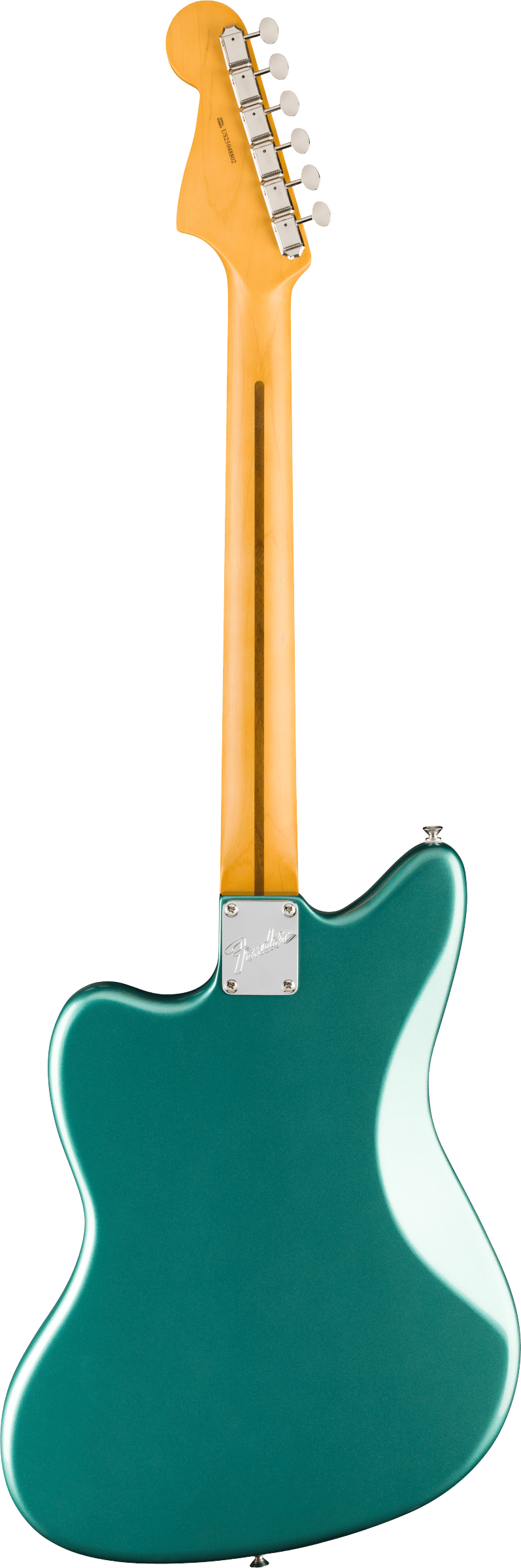 Back of Fender American Professional Classic Jazzmaster Rosewood Faded Sherwood Green Metallic.