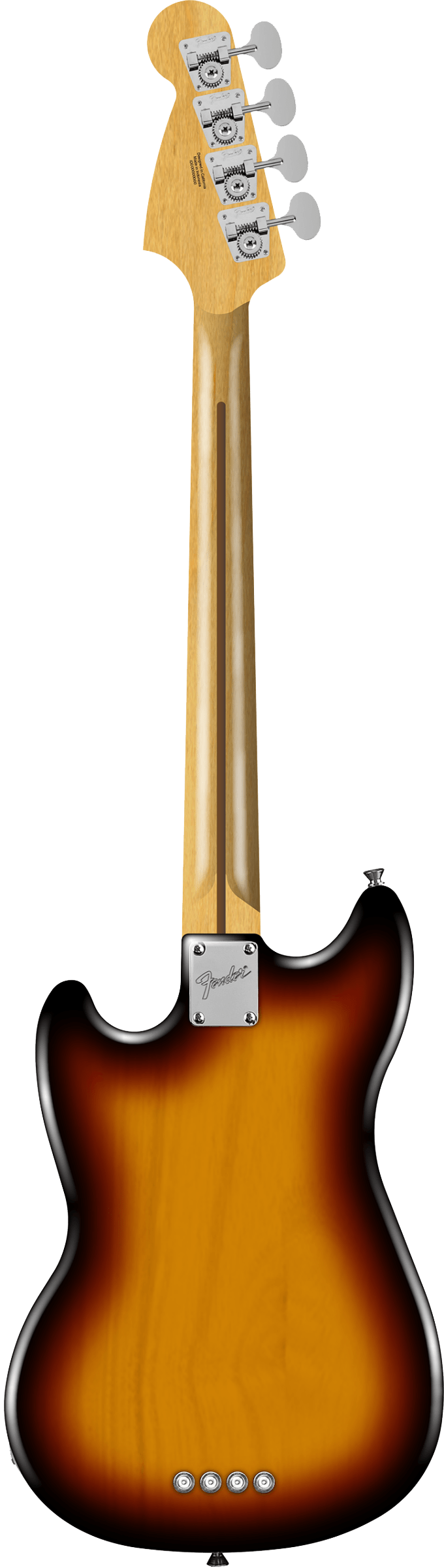 Back of Fender American Professional Classic Mustang Bass Rosewood  3-Color Sunburst.