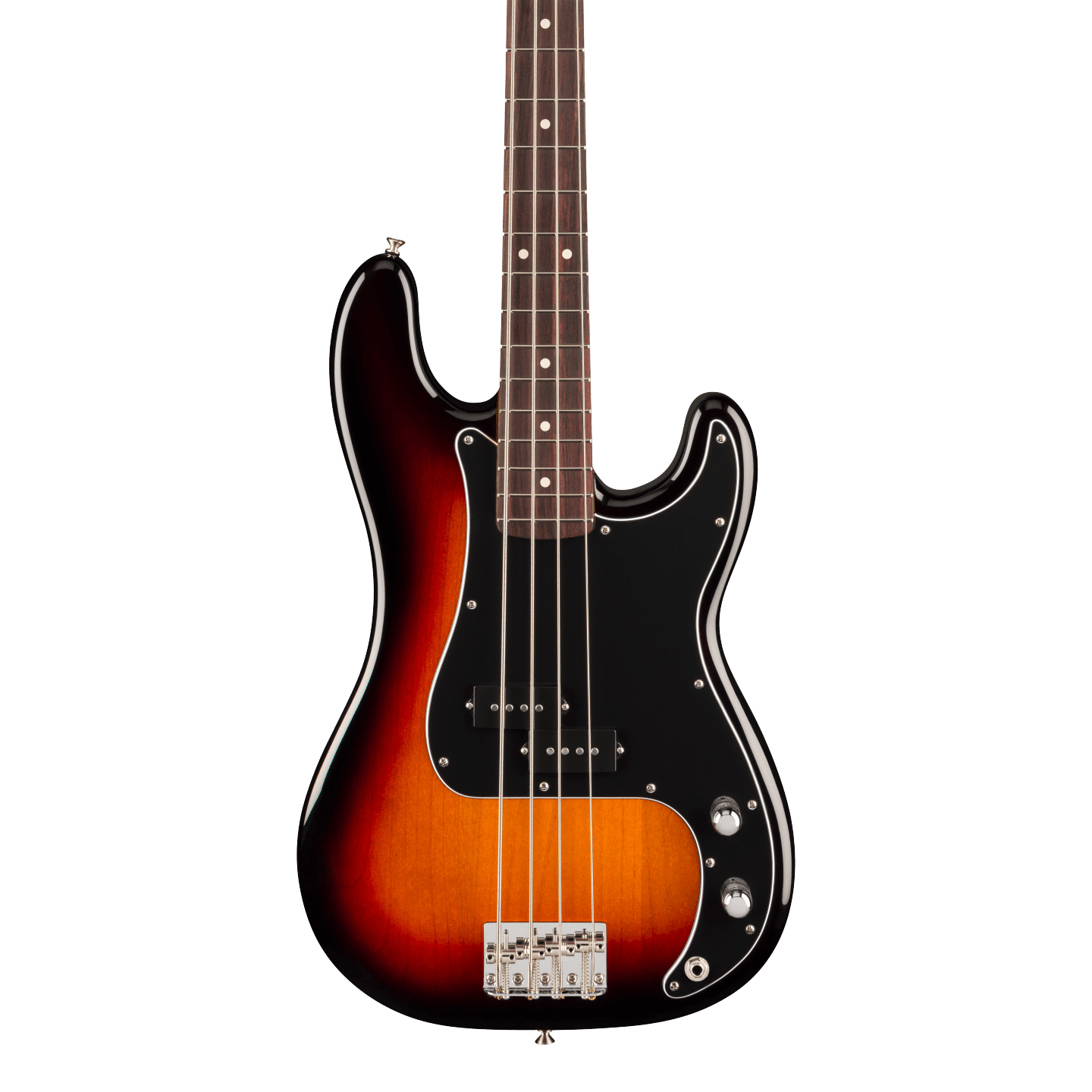 Front of Fender American Professional Classic Precision Bass Rosewood 3-Color Sunburst.