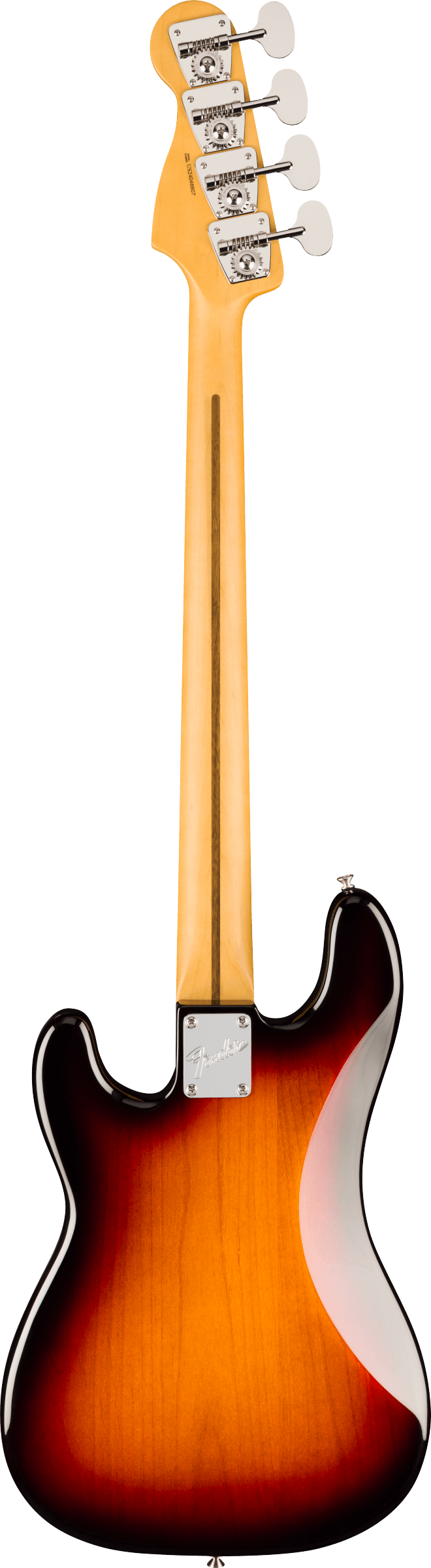 Back of Fender American Professional Classic Precision Bass Rosewood 3-Color Sunburst.