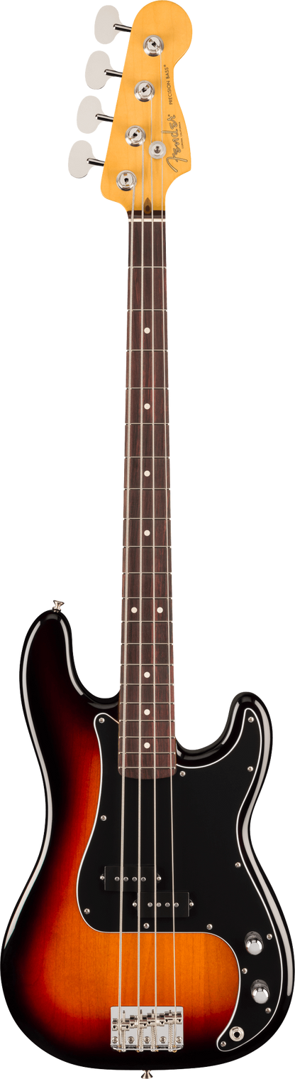 Full frontal of Fender American Professional Classic Precision Bass Rosewood 3-Color Sunburst.