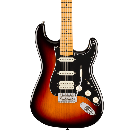 Front of Fender American Professional Classic Stratocaster HSS Maple 3-Color Sunburst.