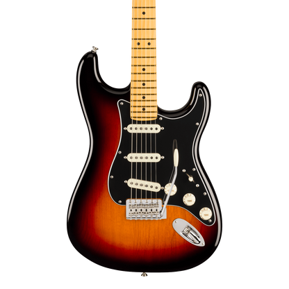 Front of Fender American Professional Classic Stratocaster Maple 3-Color Sunburst.