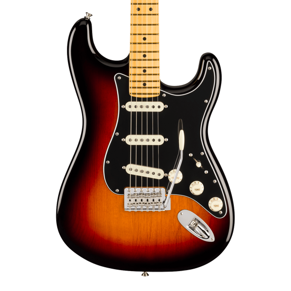 Front of Fender American Professional Classic Stratocaster Maple 3-Color Sunburst.
