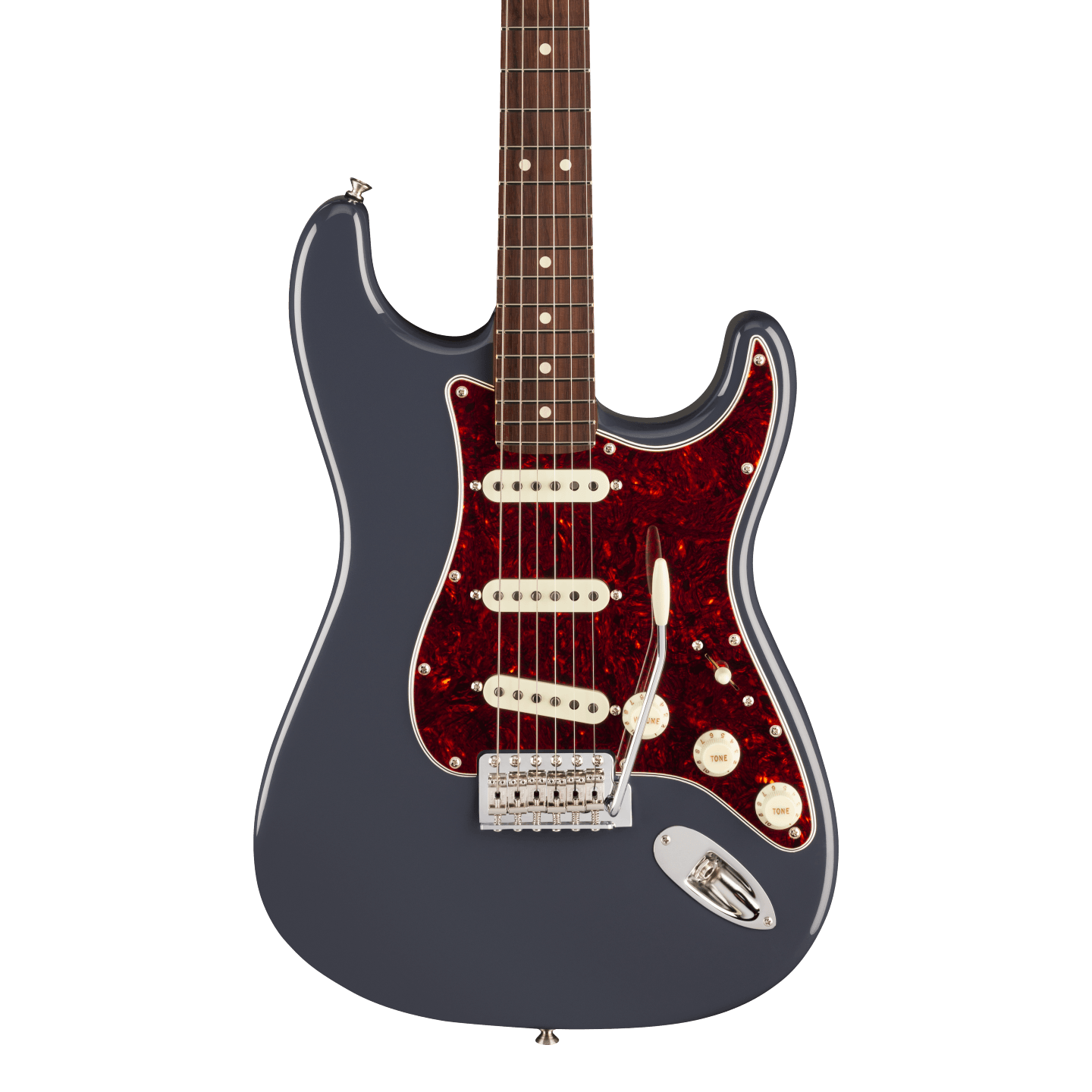 Front of Fender American Professional Classic Stratocaster Rosewood  Faded Black.