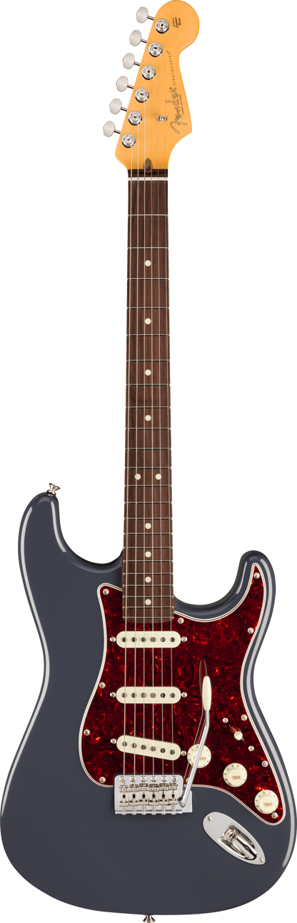 Full frontal of Fender American Professional Classic Stratocaster Rosewood  Faded Black.