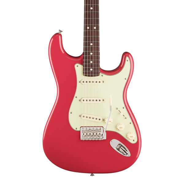 Front of Fender American Professional Classic Stratocaster Rosewood  Faded Dakota Red.