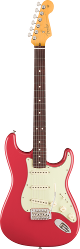 Full frontal of Fender American Professional Classic Stratocaster Rosewood  Faded Dakota Red.