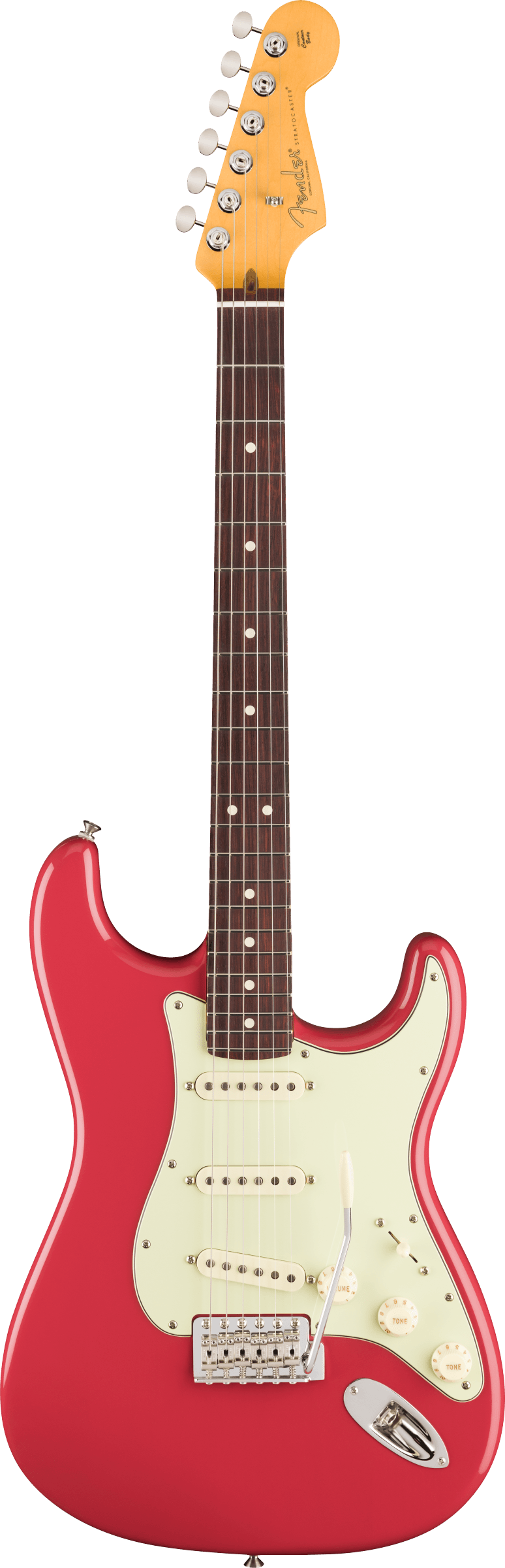 Full frontal of Fender American Professional Classic Stratocaster Rosewood  Faded Dakota Red.