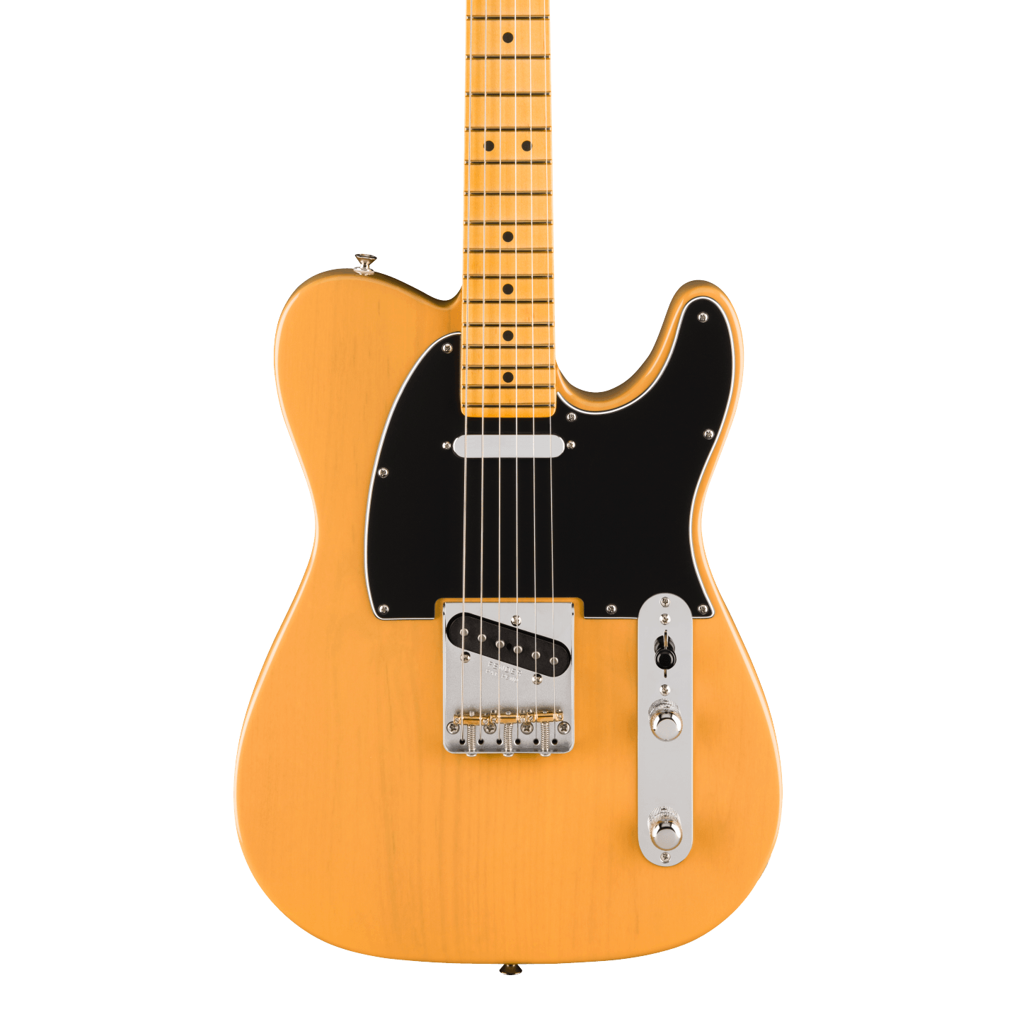 Front of Fender American Professional Classic Telecaster Maple Butterscotch Blonde.