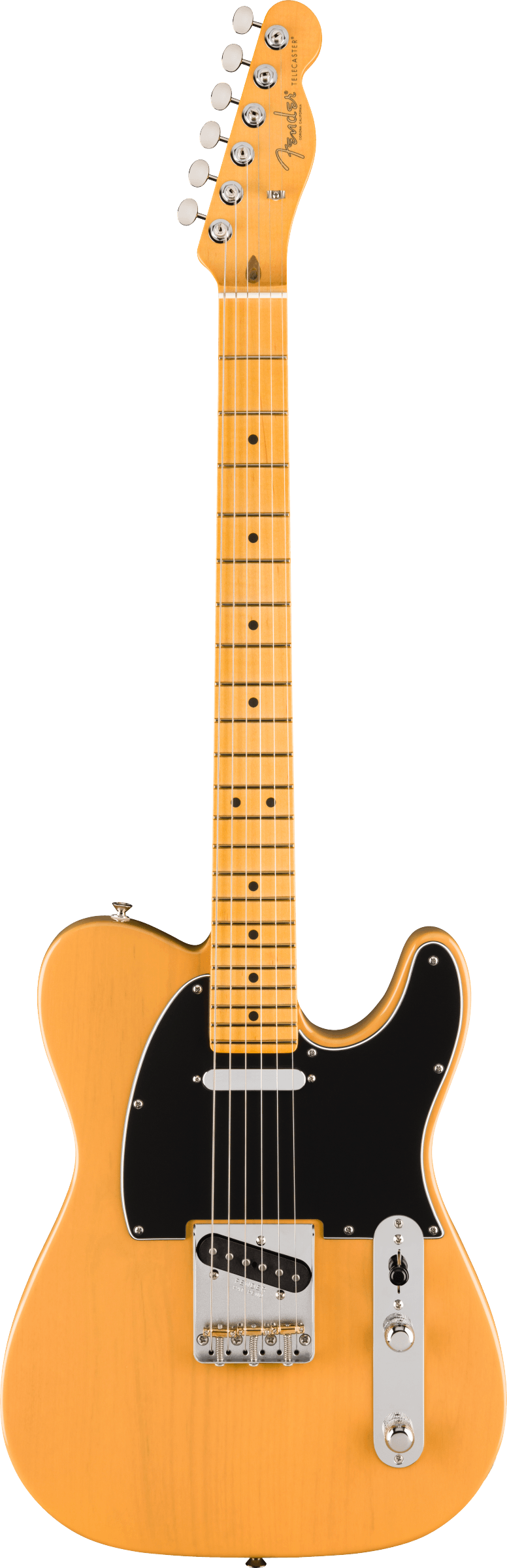 Full frontal of Fender American Professional Classic Telecaster Maple Butterscotch Blonde.