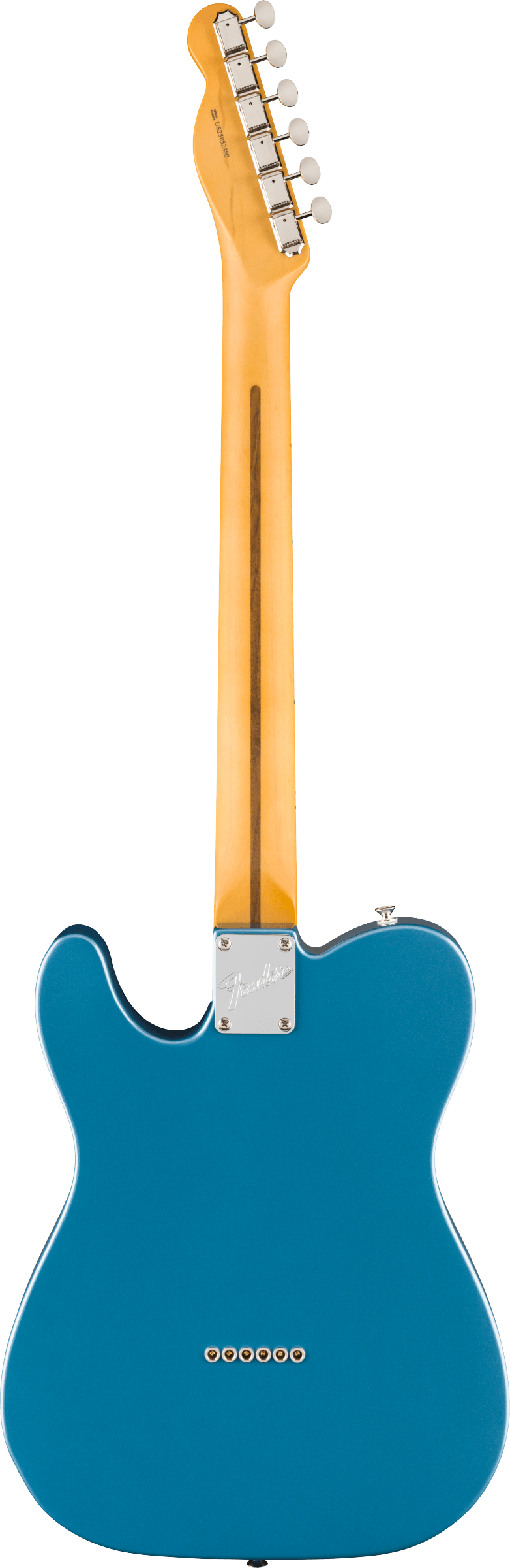 Back of Fender American Professional Classic Telecaster Maple Faded Lake Placid Blue.