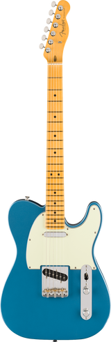 Full frontal of Fender American Professional Classic Telecaster Maple Faded Lake Placid Blue.