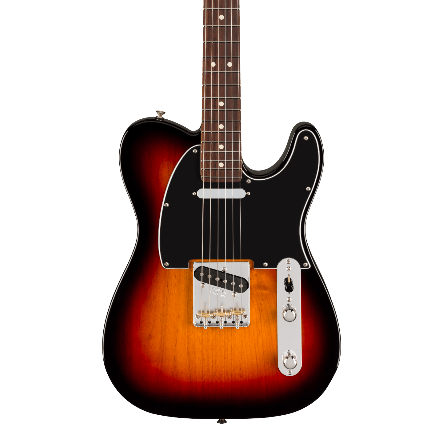 Front of Fender American Professional Classic Telecaster Rosewood 3-Color Sunburst.