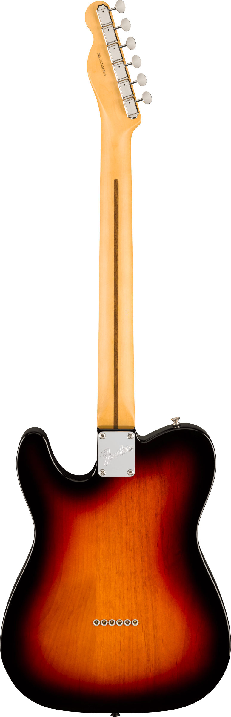 Back of Fender American Professional Classic Telecaster Rosewood 3-Color Sunburst.