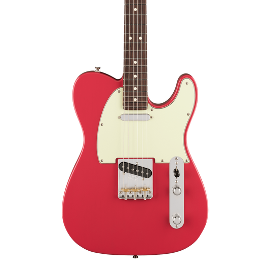 Front of Fender American Professional Classic Telecaster Rosewood Faded Dakota Red.