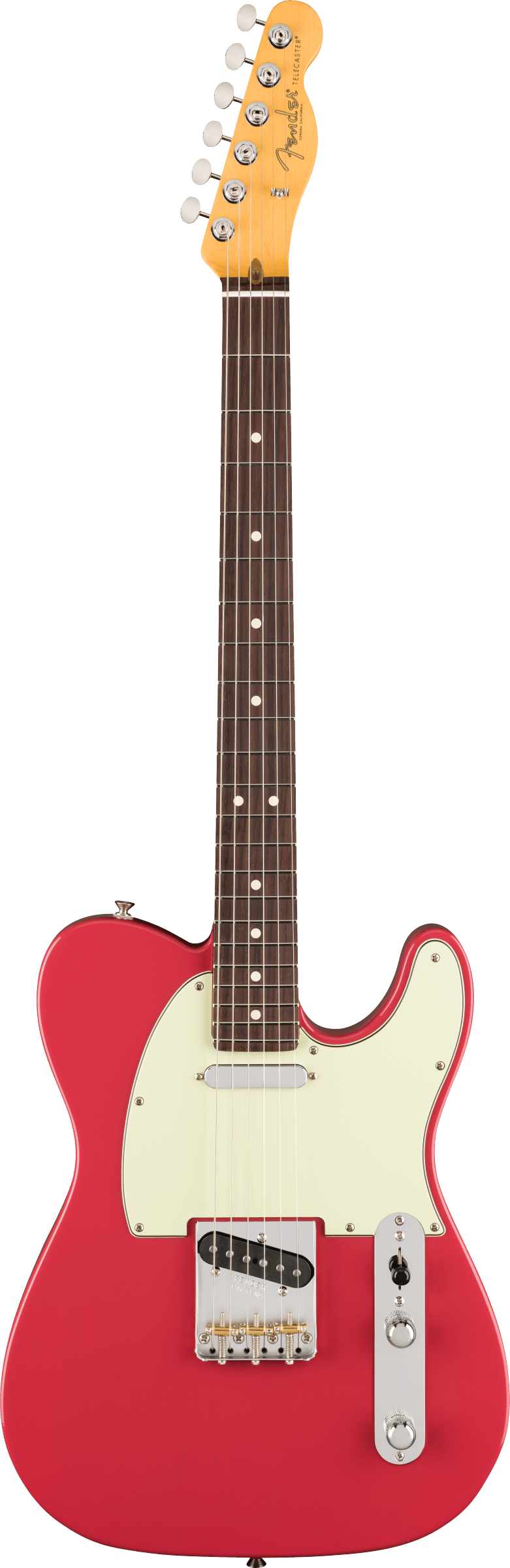 Full frontal of Fender American Professional Classic Telecaster Rosewood Faded Dakota Red.
