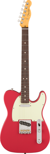 Full frontal of Fender American Professional Classic Telecaster Rosewood Faded Dakota Red.