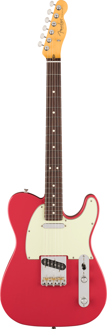 Full frontal of Fender American Professional Classic Telecaster Rosewood Faded Dakota Red.