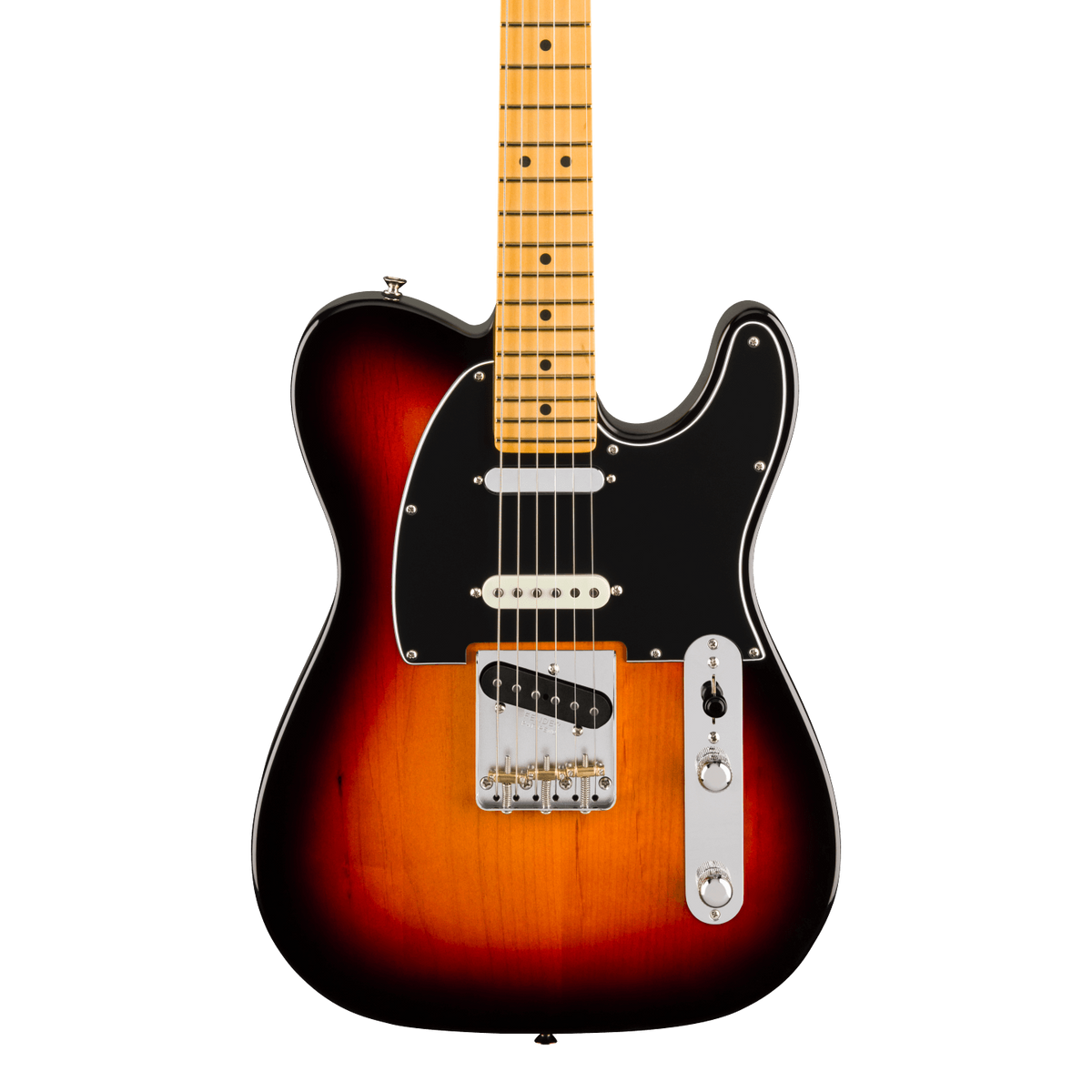 Front of Fender American Professional Classic Telecaster SSS Maple 3-Color Sunburst.