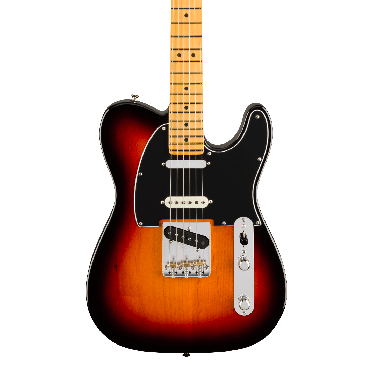Front of Fender American Professional Classic Telecaster SSS Maple 3-Color Sunburst.