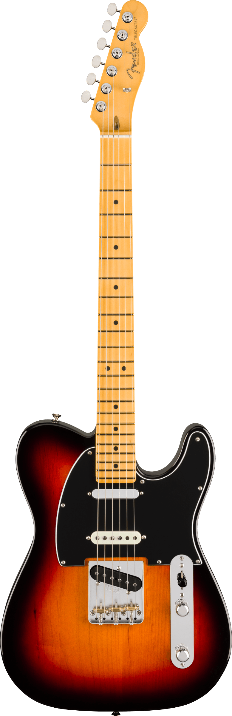 Full frontal of Fender American Professional Classic Telecaster SSS Maple 3-Color Sunburst.