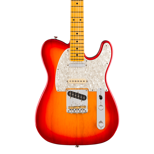 Front of Fender American Professional Hot Shot Telecaster Maple Aged Cherry Burst.