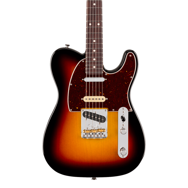 Front of Fender American Professional Hot Shot Telecaster Rosewood 3-Color Sunburst.