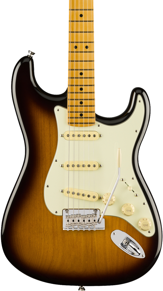 Front of Fender American Professional II Stratocaster MP Anniversary 2-Color Sunburst.